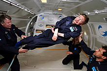 Stephen Hawking in space. Photo credit: Zero Gravity.
